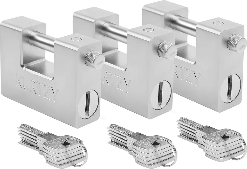 Pack de 3 Cadenas Monobloc 1Kg Haute Sécurité avec 15 Clés en Acier