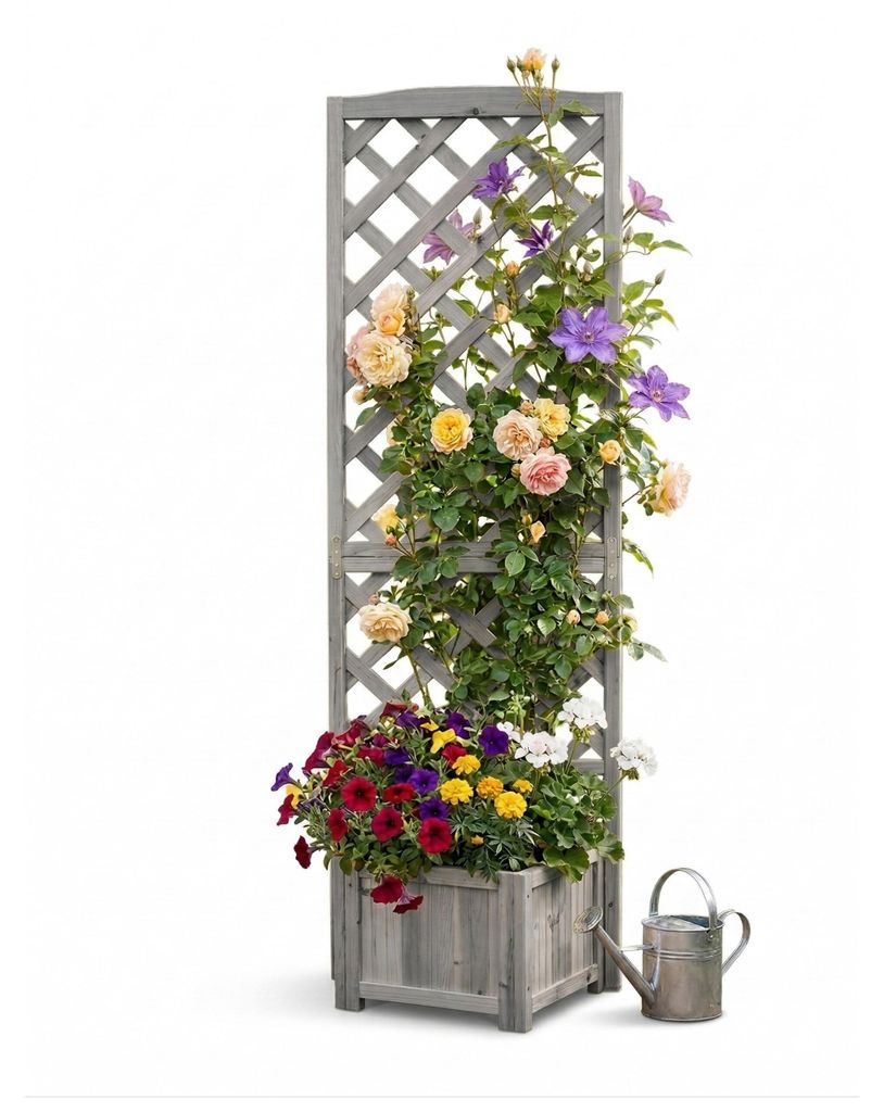 Relaxdays plantenbak met klimrek, afmetingen: 180x55x51 cm, Productafbeelding 