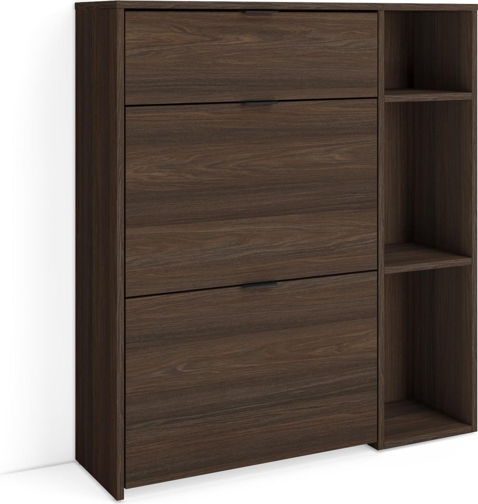 Schuhregal, Schuhschrank, 90x27x102cm, 10 Paar Schuhe, Schuh Organizer, Dunkler Eiche