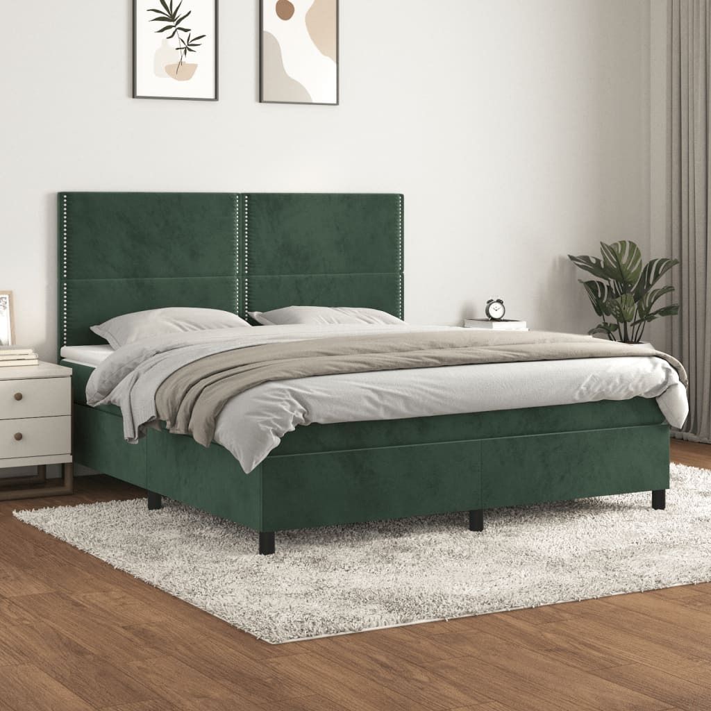 Maison Exclusive - Boxspringbett mit Matratze Dunkelgrün 180x200 cm Samt