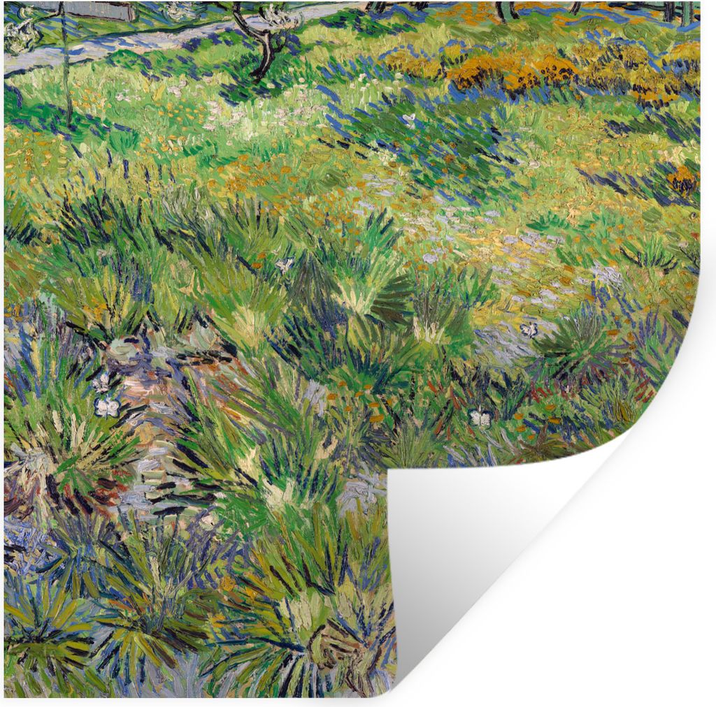MuchoWow Wandtattoo Wandsticker Wandaufkleber Langes Gras mit Schmetterlingen - Vincent van Gogh 80x80 cm Selbstklebend und Repositionierbar - Wi...