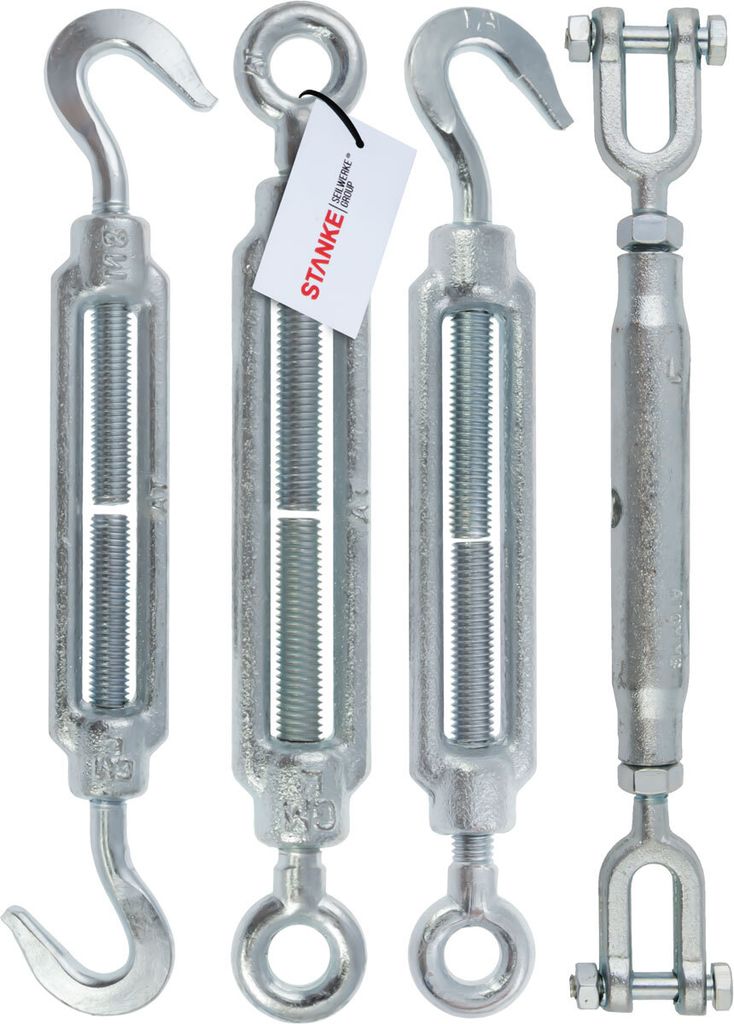 Seilwerk STANKE 1x M6 Spannschloss Gabel-Gabel Verzinkt Seilspanner Spanner für Drahtseil Spannschraube 110 mm
