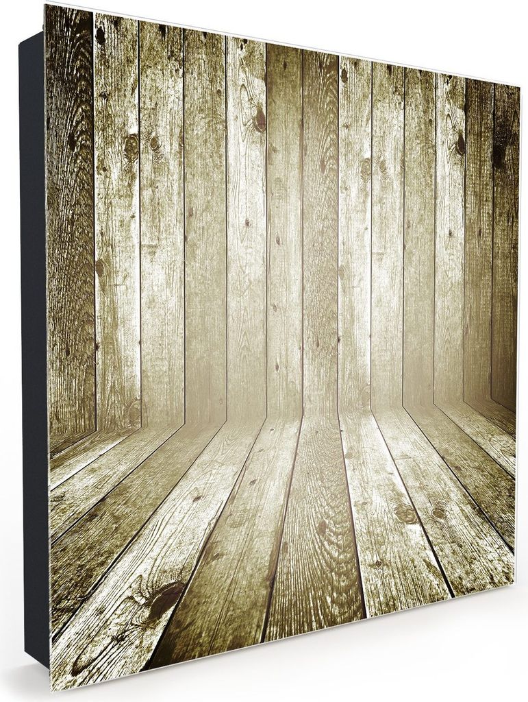Nachbildung-Schlüsselkasten, Magnetpinnwand und Memoboard mit Glasfront Motiv Altes Holz