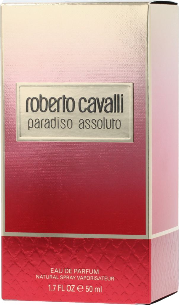 A product box for Roberto Cavalli Paradiso Assoluto EDP.