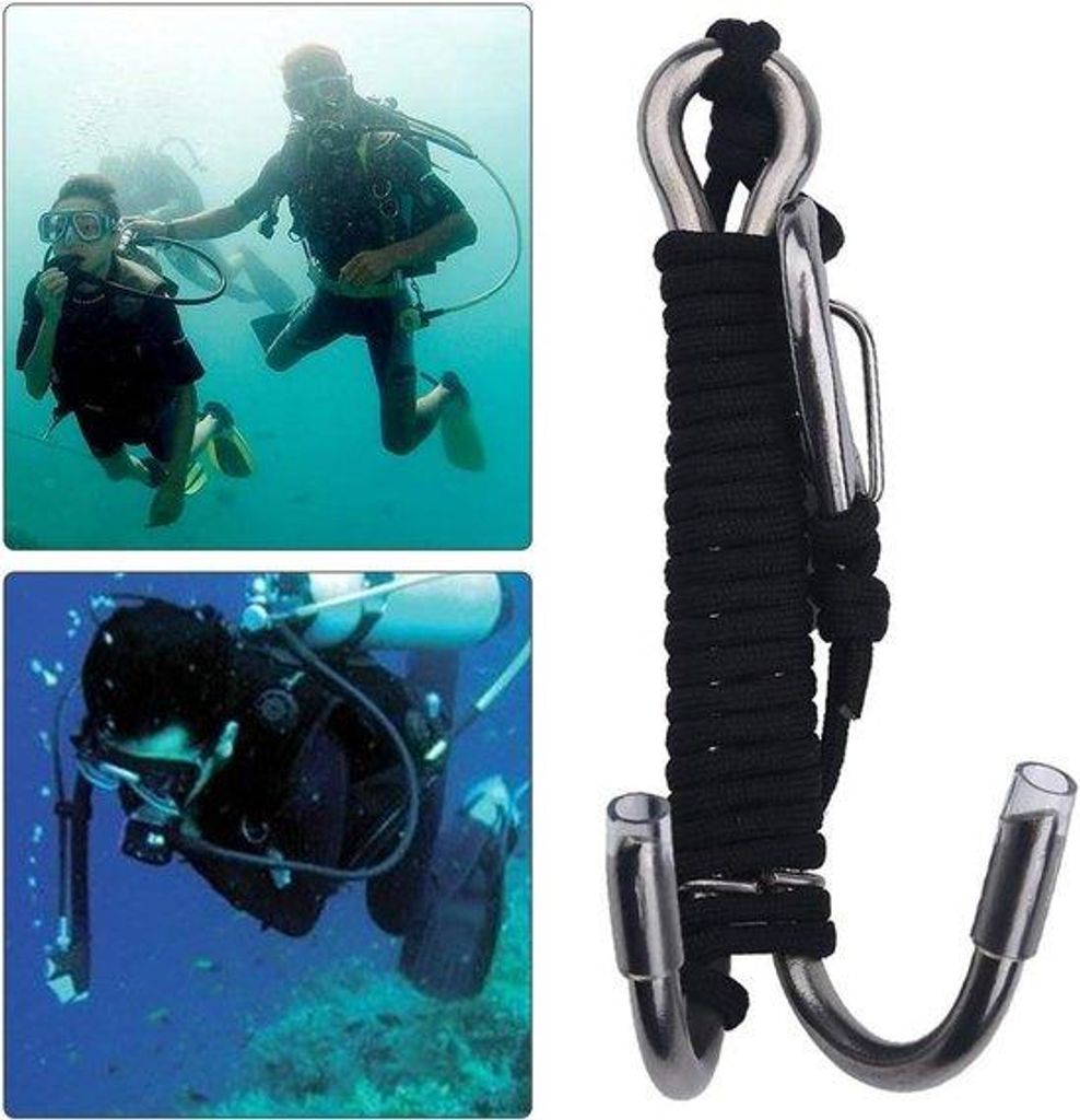 Tauchgreifer - Unterwasser Befestigung - Sicheres Tauchen - Edelstahl - Doppelgreifer - Schwarz
