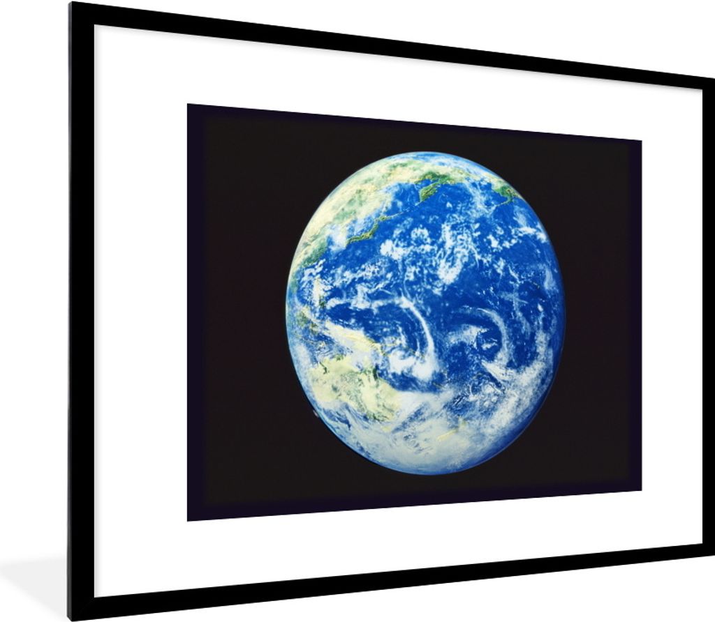 MuchoWow Gerahmtes Poster Satellitenbild eines Ozeans auf der Erde 80x60 cm - Poster mit Schwarzem Bilderrahmen Wandposter Rahmen Foto Bilder - S...