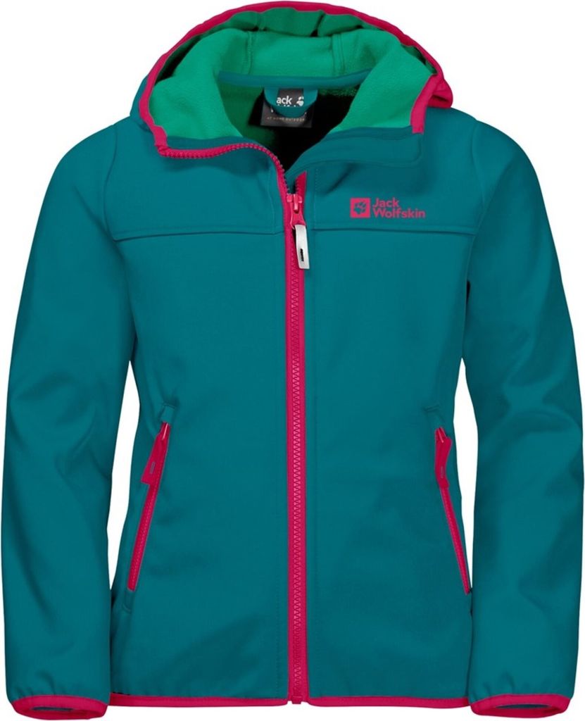 Jack Wolfskin Fourwinds Softshell-Kinderjacke, blau, mit Kapuze, 164