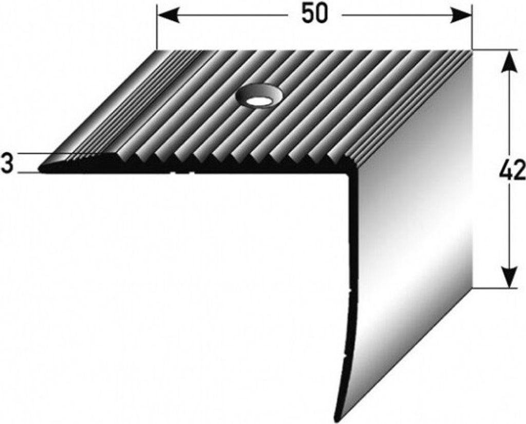 Treppenkante "Vena" / Treppenkantenprofil / Winkelprofil (Größe 42 mm x 50 mm) aus Aluminium eloxiert, gebohrt, von Auer Metall-bronze dunkel-2500