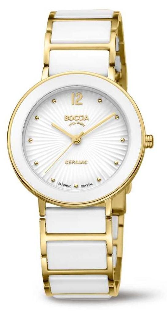 Boccia Damen Armbanduhr 3331-05 Ceramic weiß Titan gelbgold Produktbild 