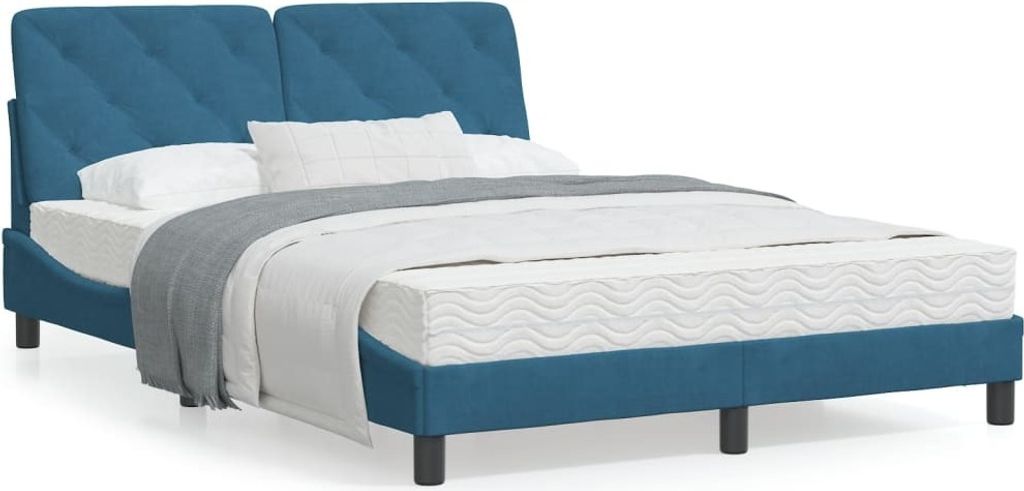 Maison Exclusive - Bettgestell ohne Matratze Blau 140x190 cm Samt