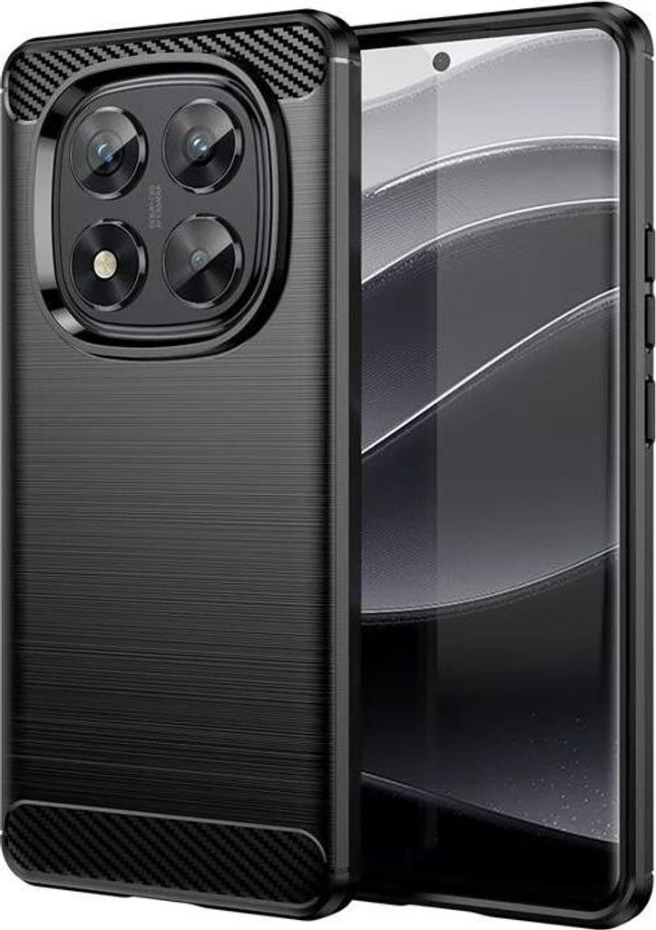 Hülle für Xiaomi Redmi Note 14 Pro 5G / Xiaomi Poco X7 - Phonesta Carbon Silikon Back Cover - Schwarz