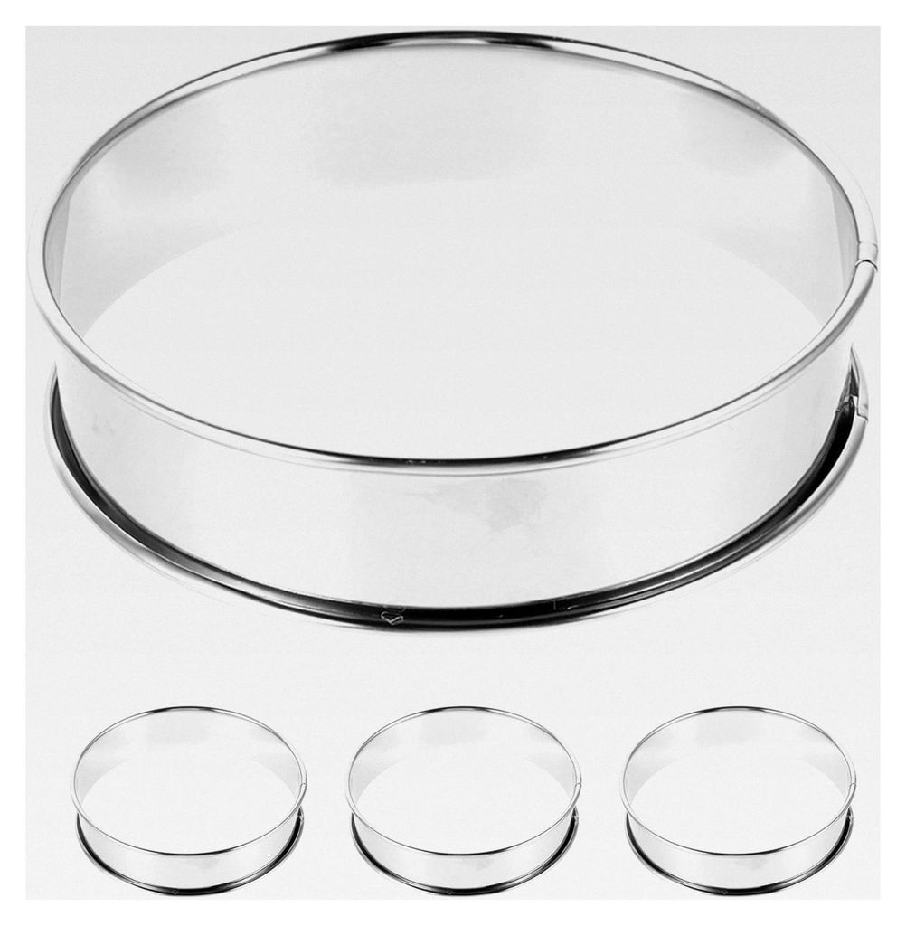 4 Stück Edelstahl Muffinringe 10 cm Backringe mit glatten Kanten für Backformen zum Backen und Kochen