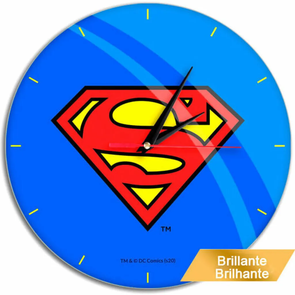 Grande horloge murale bleue Superman - Pendule ronde pour déco enfant