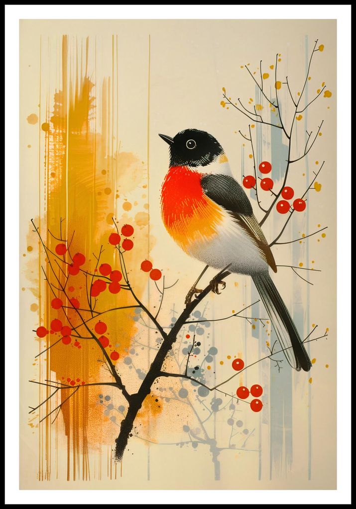 Plakat 68x101cm Herbst-Rotkehlchen