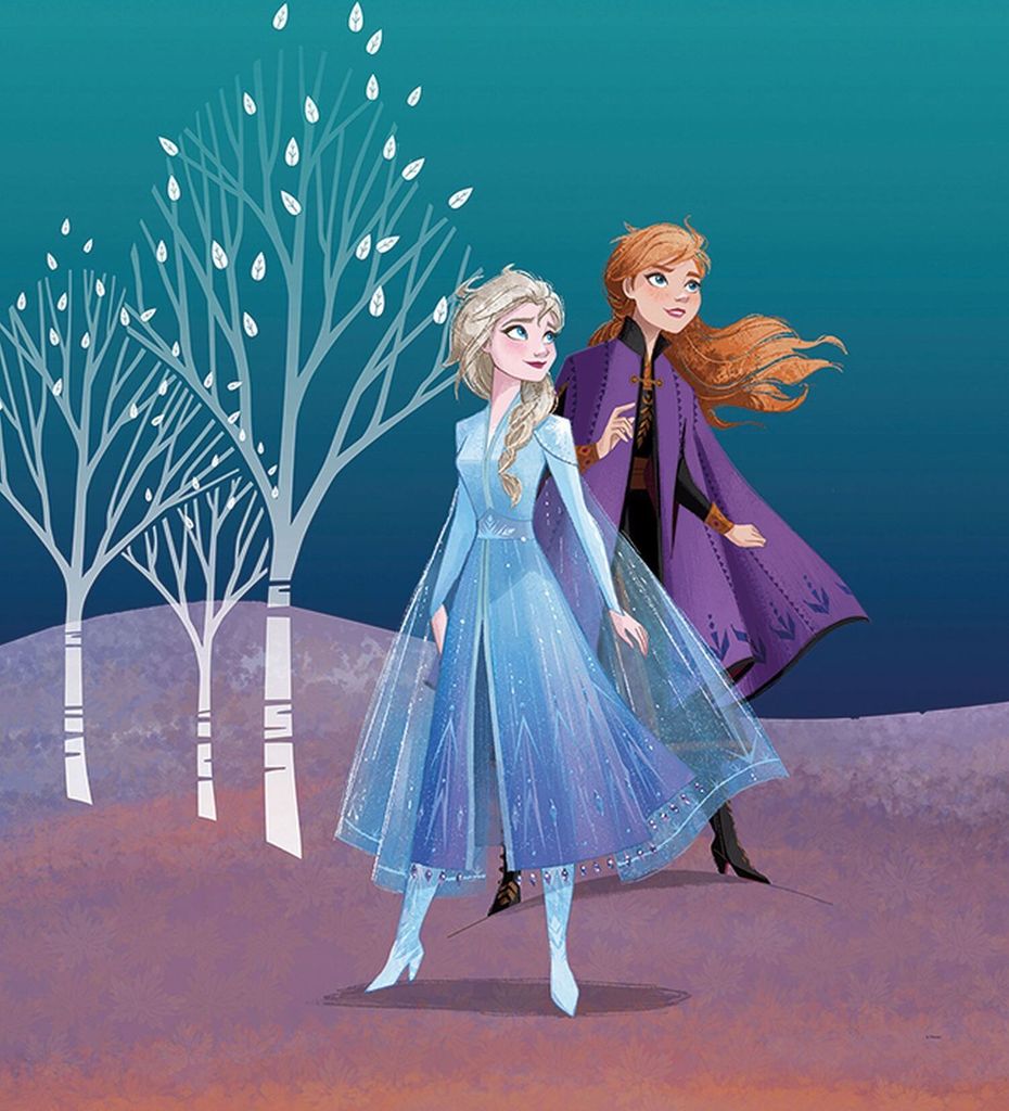 Disney Poster Die Eiskönigin Anna & Elsa Blau und Lila - 610153 - 40 x 50 cm