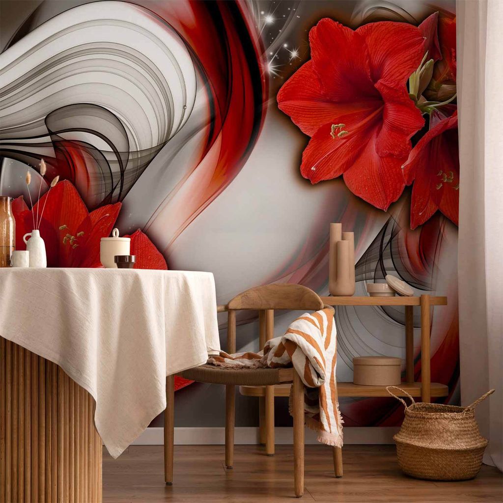 Vlies Fototapete - Amaryllis - Ballad of the Red 450x315 cm Blumen b-A-0276-a-b