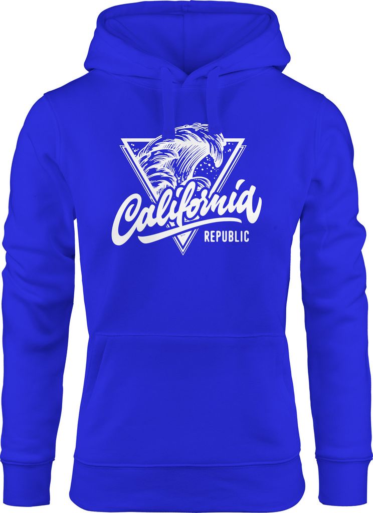 California Republic Kapuzen-Pullover Design Wave Surf Hoodie Damen Neverless blau XL