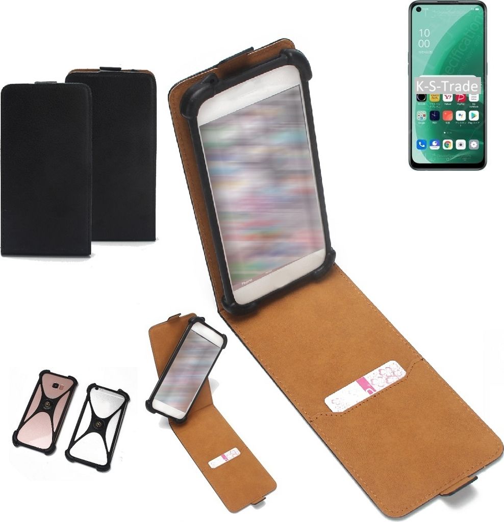 K-S-Trade Handyhülle Schutzhülle kompatibel mit Oppo A55s 5G Hülle Case Cover Flip Style Bumper schwarz 1x