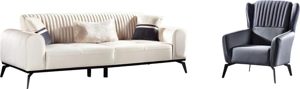 Wohnzimmer-Set 2tlg 3-Sitzer Sofa Sessel Sofagarnitur Möbel Modern 3+1