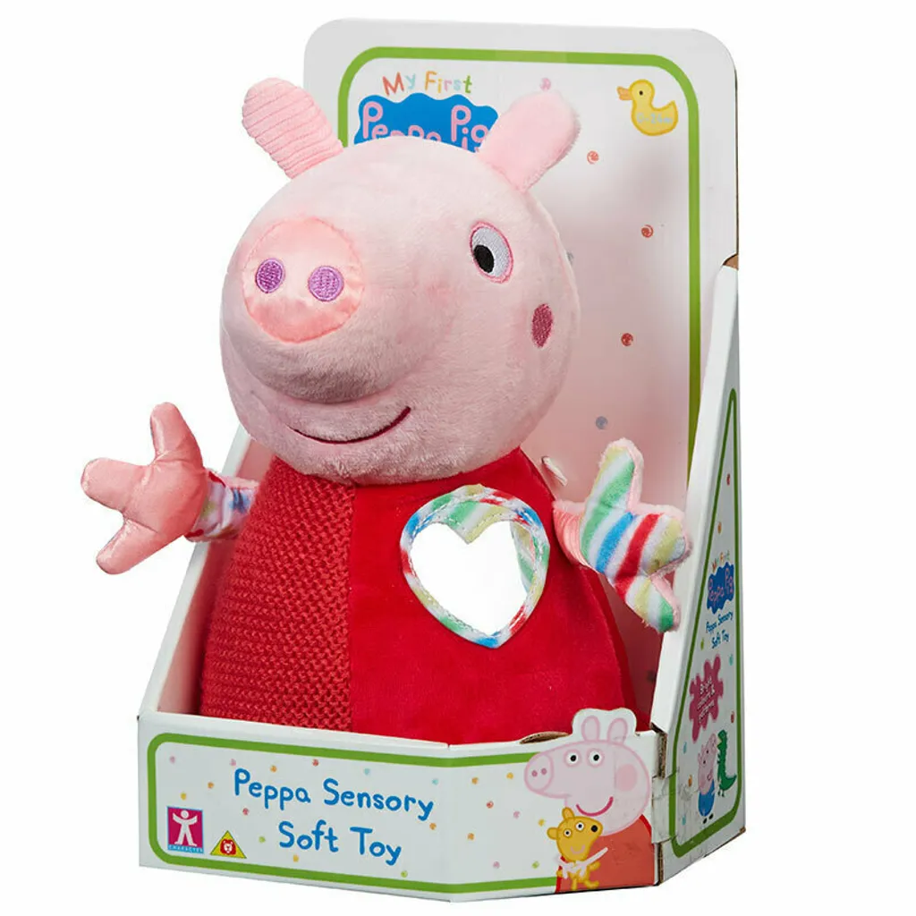 Peluche Sensorielle Peppa Pig Rouge 12,5cm Texture Douce Jouet d'Éveil