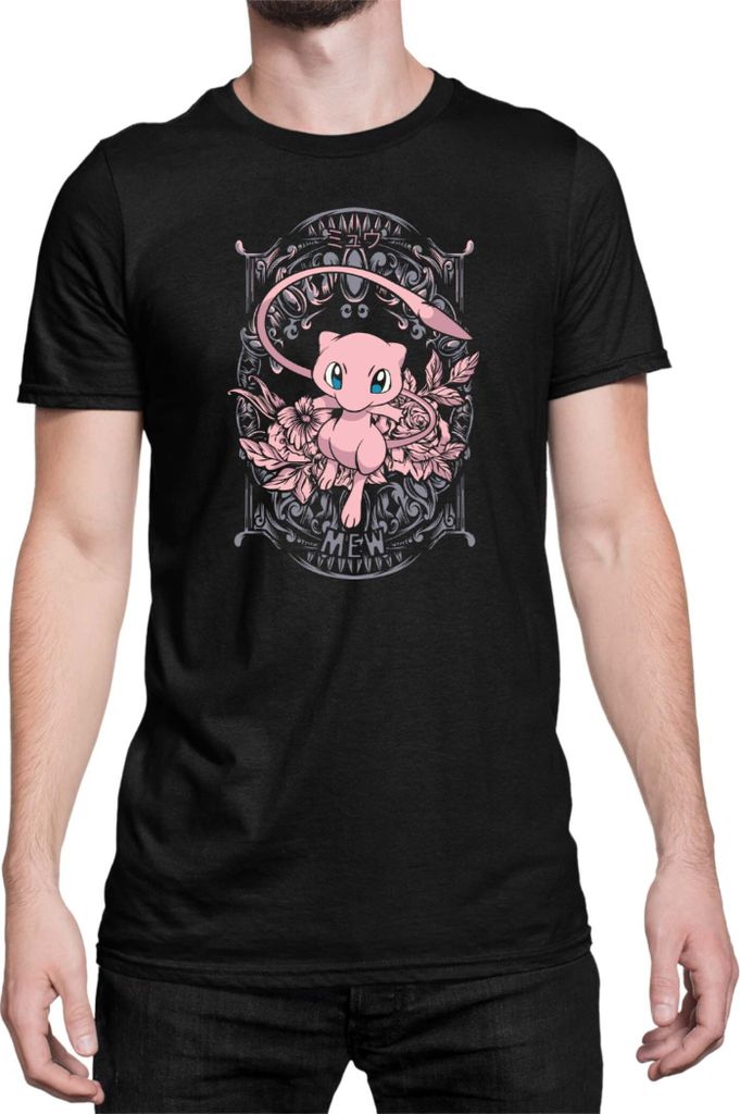 Herren T-Shirt Japan Anime Manga Pokemon Mew, Man XL / Schwarz