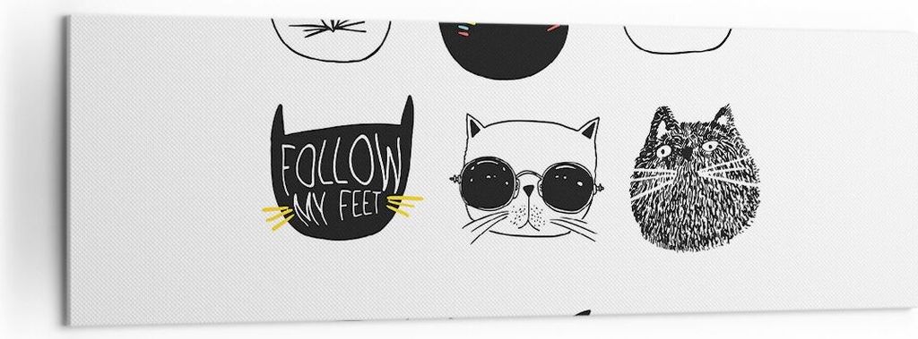 Bild auf Leinwand - Leinwandbild - Katze Haustier Tiere Illustration - 160x50cm - Wand Bild - Wanddeko - Leinwanddruck - Bilder - Kunstdruck - Lein...