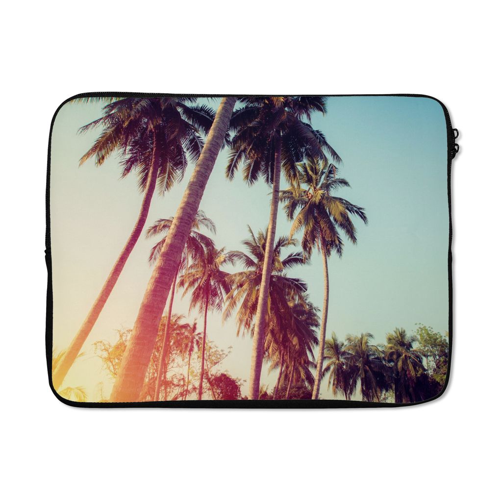 MuchoWow Laptop Hülle 17 Zoll Laptoptasche Palme - Sommer - Retro - Sonne - Zipper - Schutzabdeckung