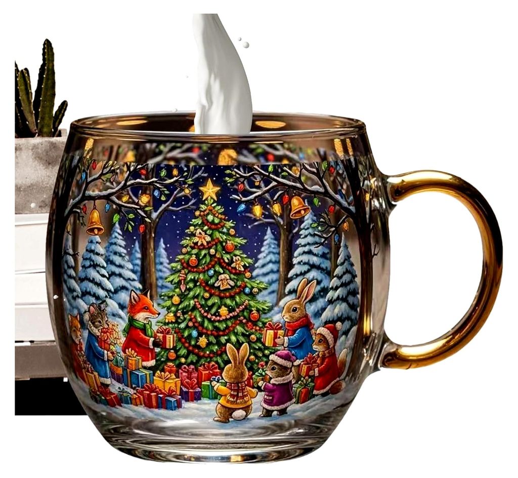 Weihnachtsbecher | Bemalter origineller Getränkebecher, 300 ml, lustige und niedliche Teetasse für Reisen, Café, Geburtstag, Hochzeit, Winter, W...
