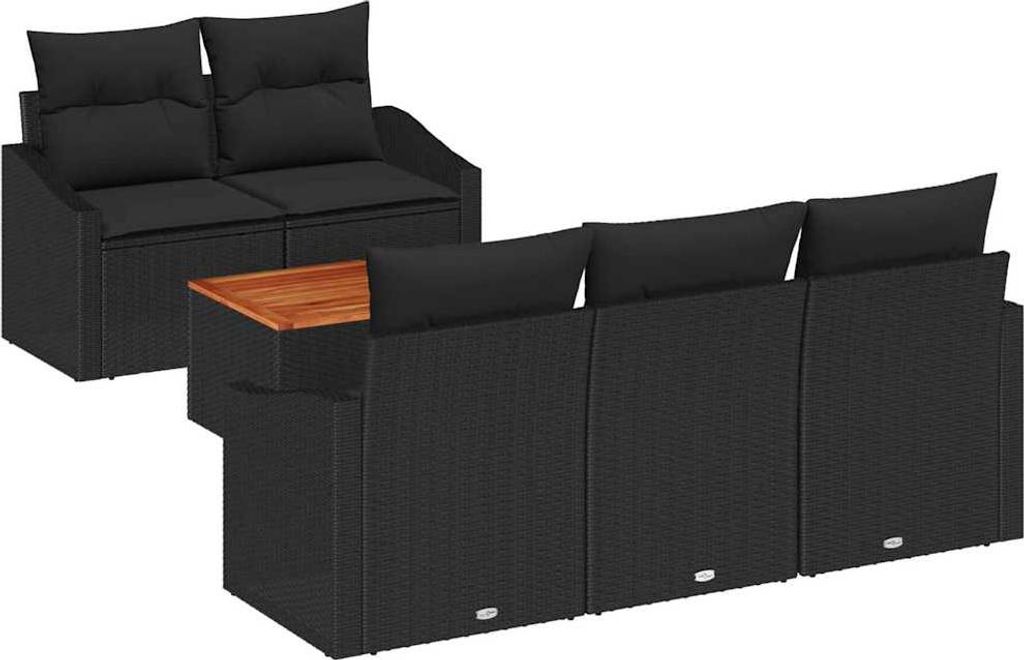 "2026 Aktion" Gartensofa-set - elegantes Design - Sitzgruppe mit Sofa, Tisch - mit Speicher 6 pcs Schwarz Poly-Rattan - Terassenmöbel NeuMöbel195947