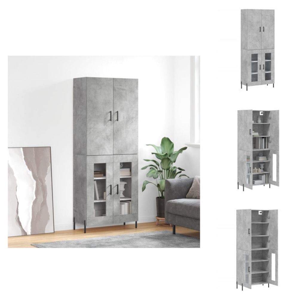 vidaXL Highboard Betongrau 69,5x34x180 cm Holzwerkstoff - Sideboards
