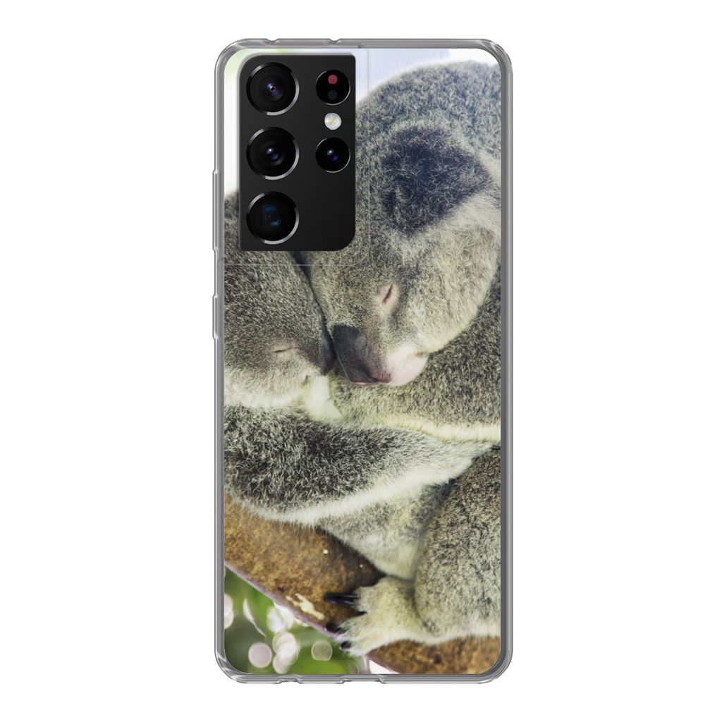 MuchoWow Handyhülle Schutzhülle Hülle für Samsung Galaxy S21 Ultra Koalas - Knuddeln - Tiere - Jungen - Mädchen Silikon Softcase Handy Hüll...