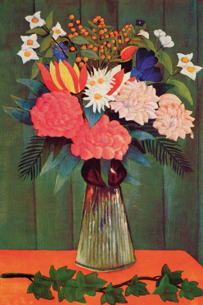 Henri Rousseau Kunstdruck Bild - Blumenstrauß Mit Efeuzweig, 1909 (120 x 80 cm)