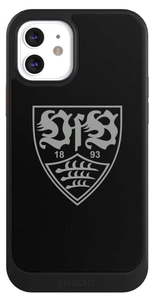 NIVOCASE Hülle für Apple iPhone 12 Handyhülle NIVOcore Case Schwarz Logo Offizielles Lizenzprodukt VfB Stuttgart