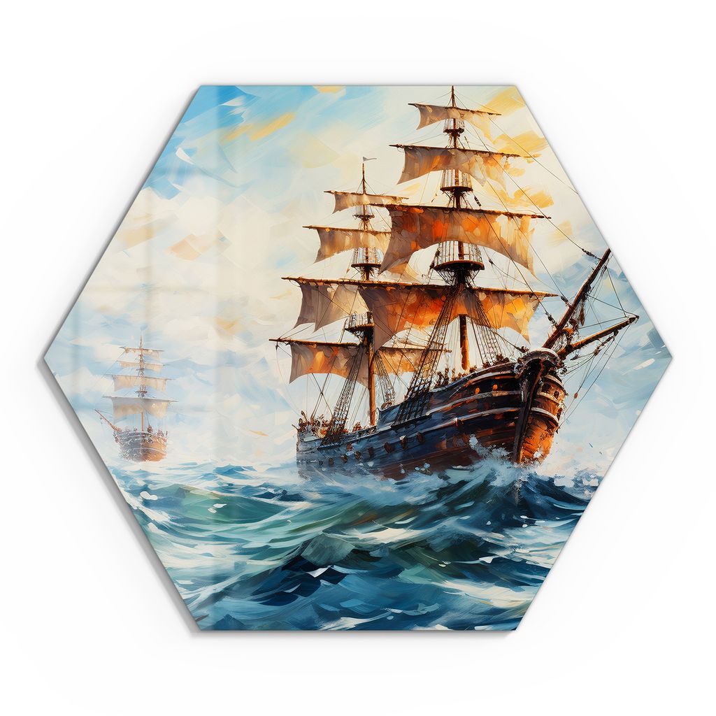 DEQORI Glasbild Echtglas 55x48 cm 'Stürmische See' Wandbild Bild modern Deko