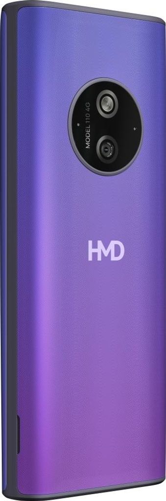 The back of a purple and blue gradient smartphone with a circular camera module.