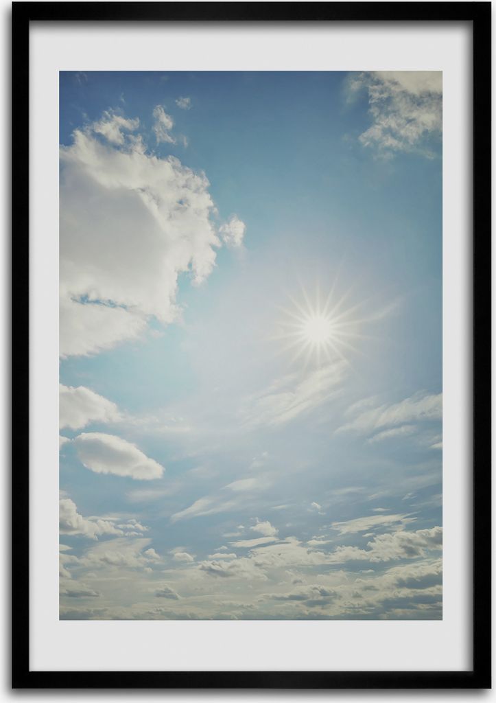 Bild - Bilderrahmen - 50 cm x 70 cm - MDF - Rahmen - Wandkunst Sonne im Himmel
