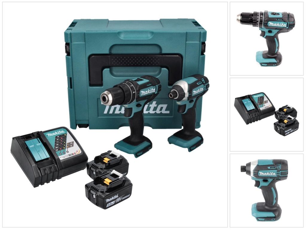 Makita DLX2131TJ, Akkuschrauber, Schwarz, Türkis, 62 Nm, Produktbild 