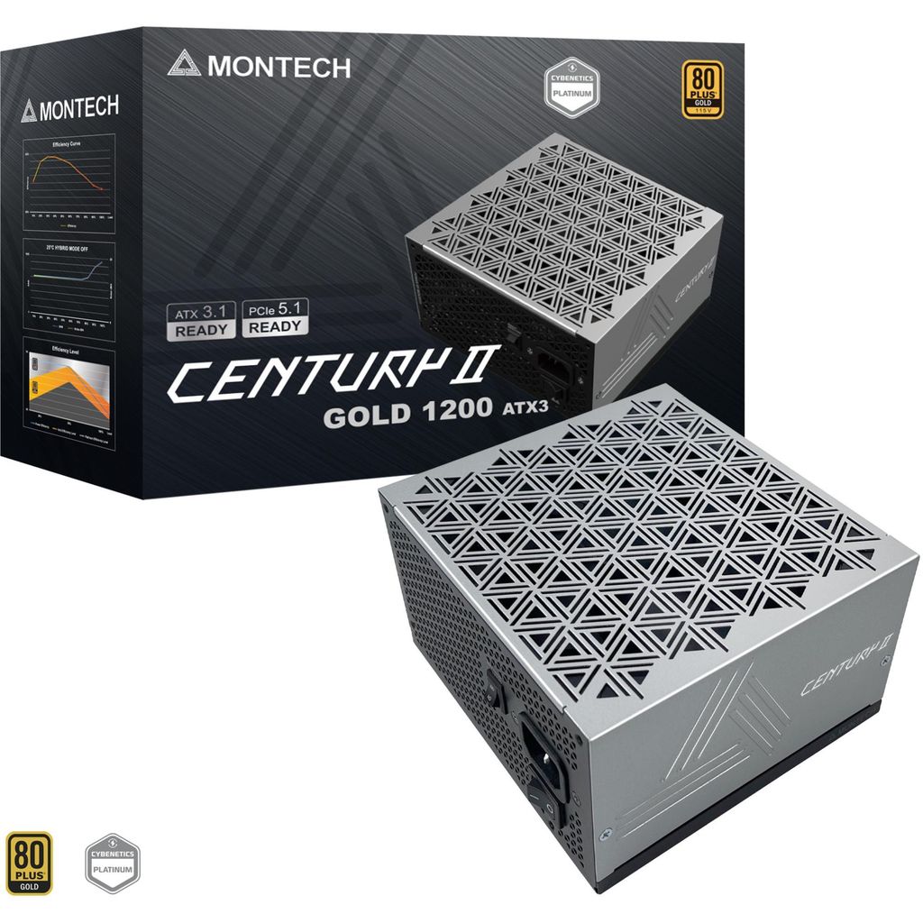 MONTECH Netzteil Century II 1200W 80+ Gold ATX 3.1 Silber Obrázek produktu 