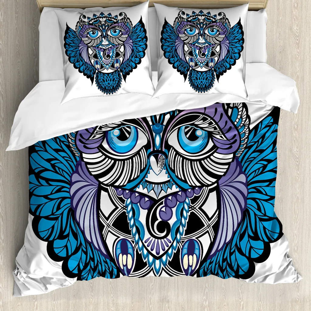 Set Copripiumino Tattoo Owl ABAKUHAUS: Stile Etnico e Igiene