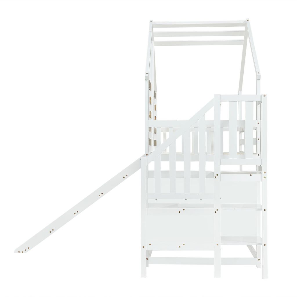 Merax Etagenbett 90x200cm mit Treppe und Rutsche, Produktbild 