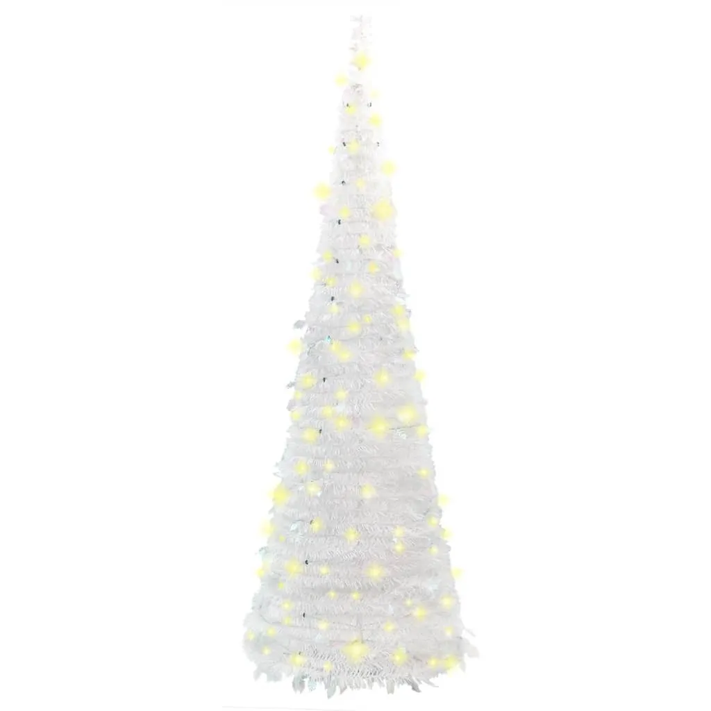 Sapin de Noël Artificiel Blanc Lumineux 180 cm avec LED Intégrées