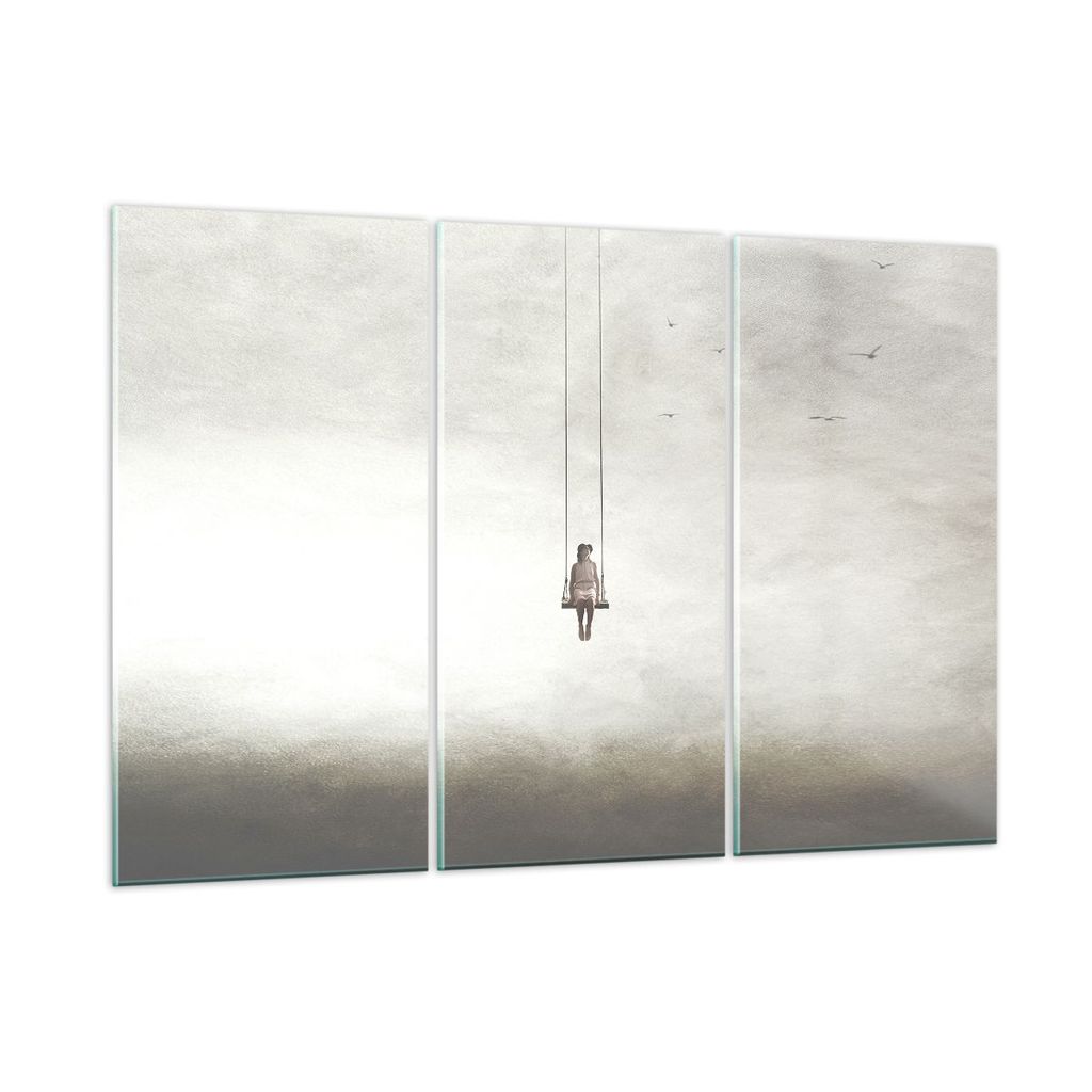 Bilder auf glas - 3 Teile - Schwingen rein Wolken - 165x110cm - Glasbilder - Wandbilder - Bilder - zum Aufhängen bereit - Wanddekoration aus Glas ...