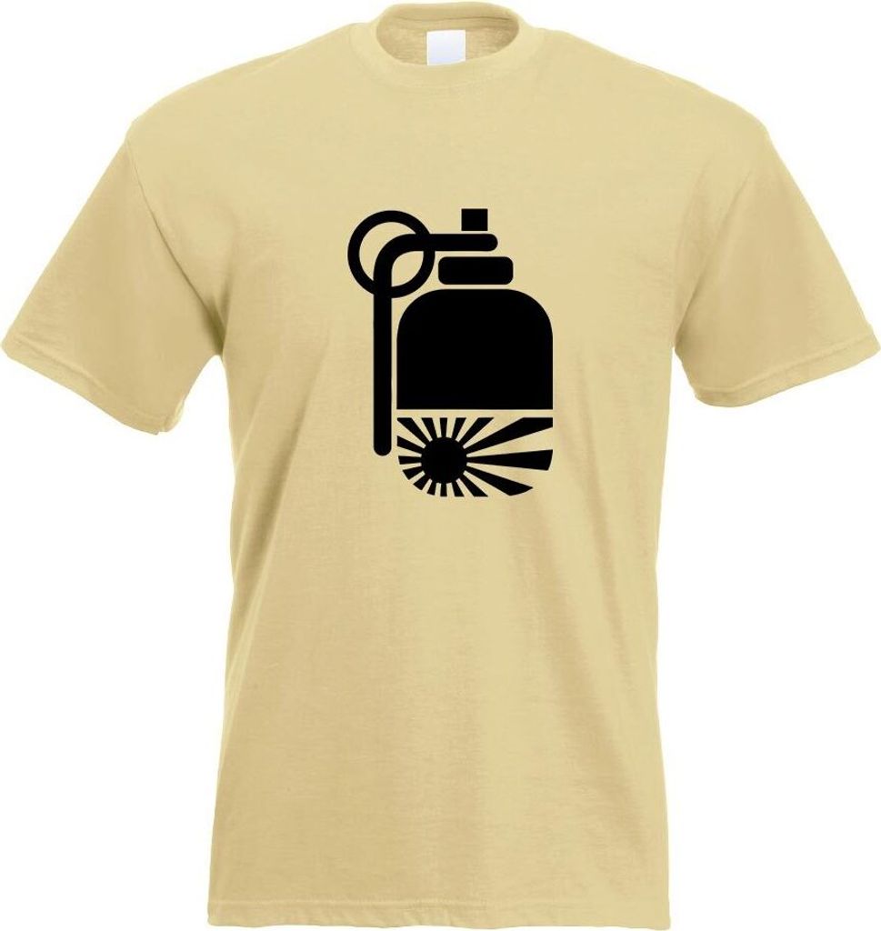 Kiwistar - T-Shirt - Khaki - JDM Granate Motiv Bedruckt Funshirt Design Print - mit Motiv Bedruckt - Funshirt Design - Sport - Freizeit - Herren - S