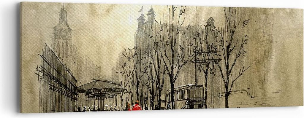 Bild auf Leinwand - Leinwandbild - Stadt Frau Geliebte - 90x30cm - Wand Bild - Wanddeko - Wandbilder - Leinwanddruck - Bilder - Kunstdruck - Wandde...