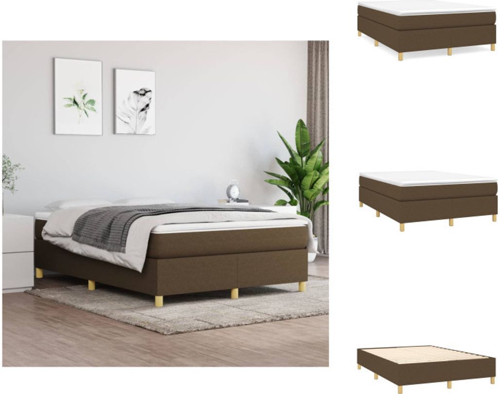 vidaXL Boxspringbett mit Matratze Dunkelbraun 140x200 cm Stoff - Betten & Bettgestelle