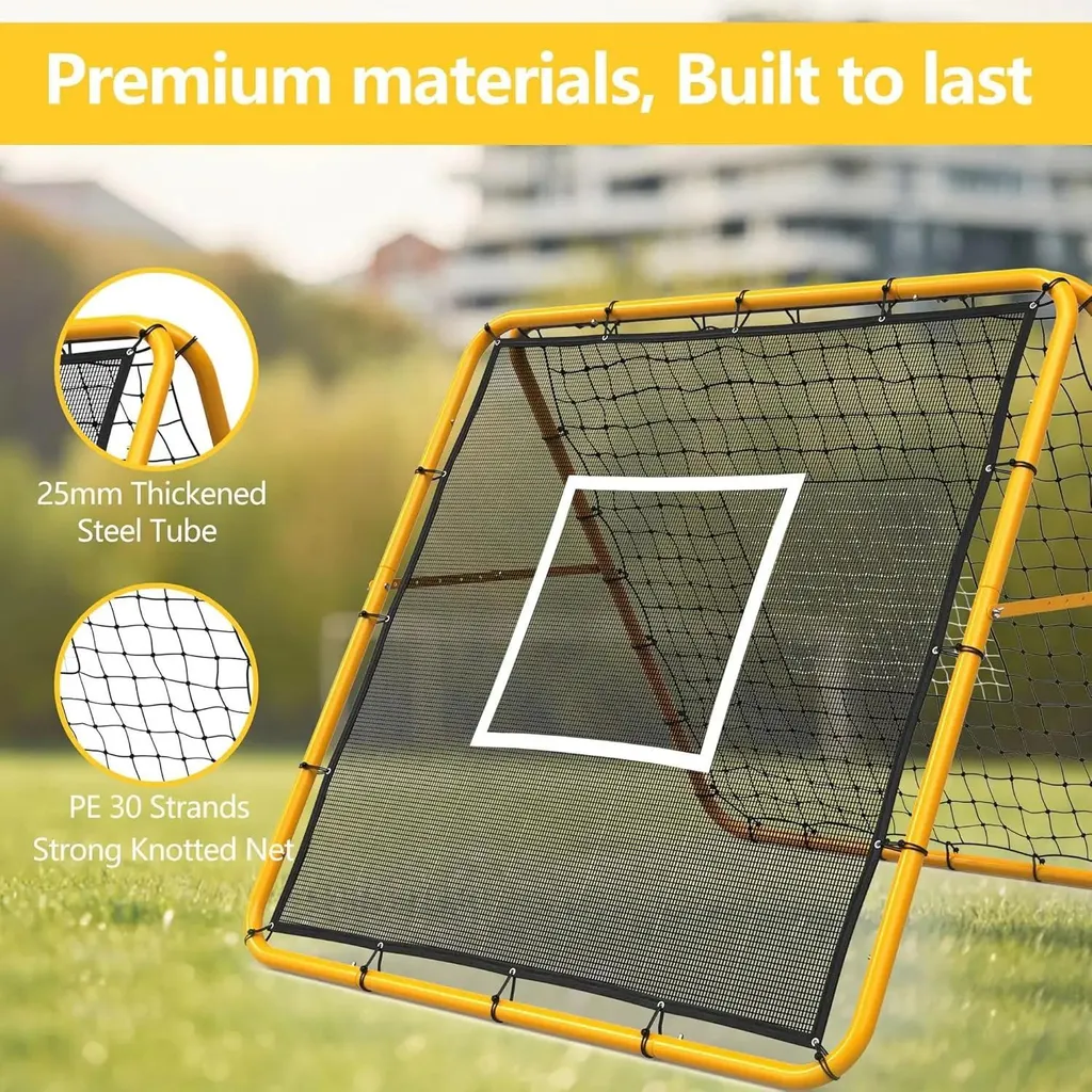 Tchoukball et filet d'entraînement multisports jaune 1,2m ajustable