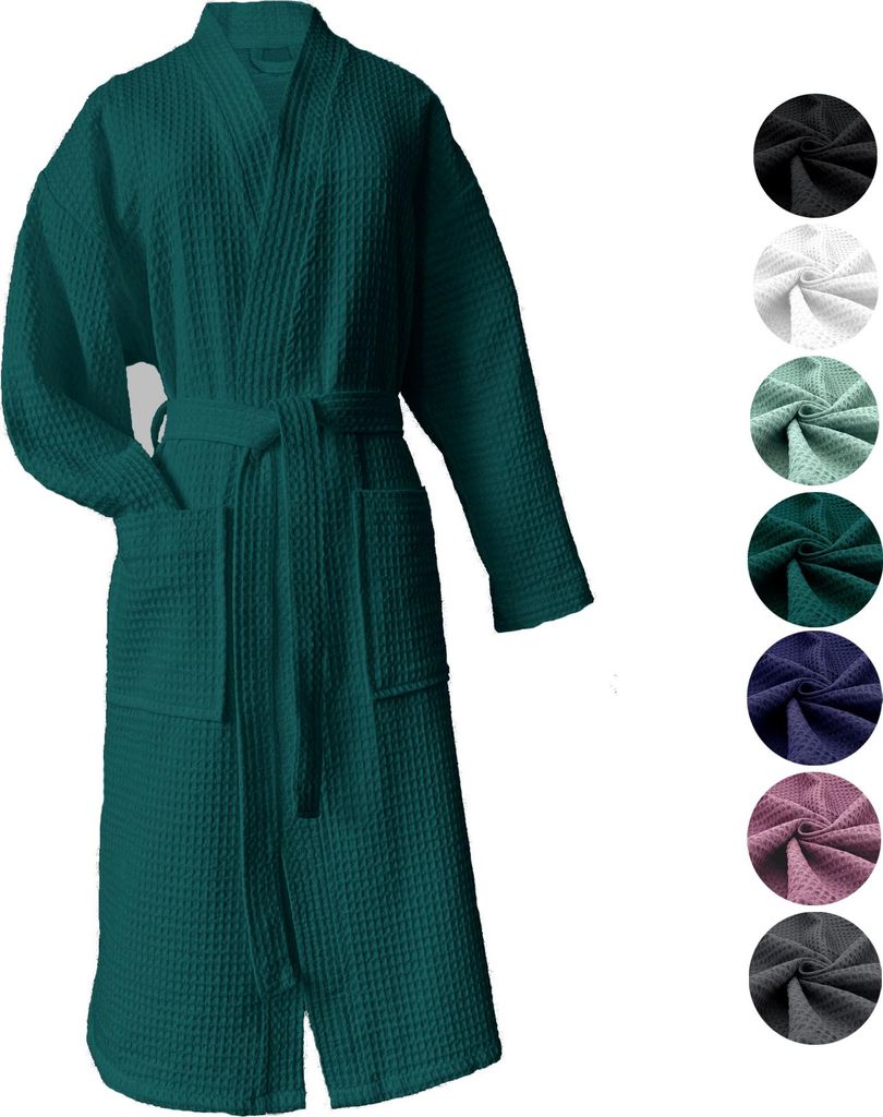 heimtexland Bademantel Waffelpique Reisebademantel Saunamantel 100% Baumwolle leicht schnelltrocknend hautfreundlich für Damen und Herren Typ88...