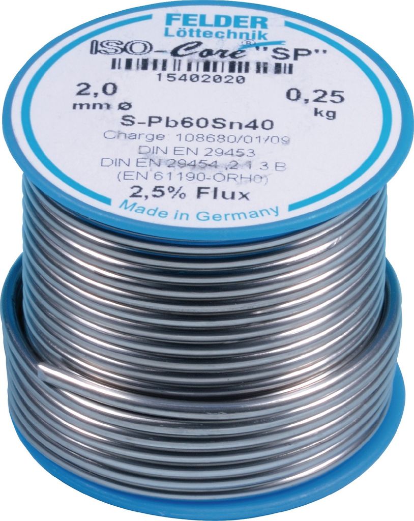 Lötdraht ISO-Core SP 2mm 250g S-Pb60Sn40 FELDER