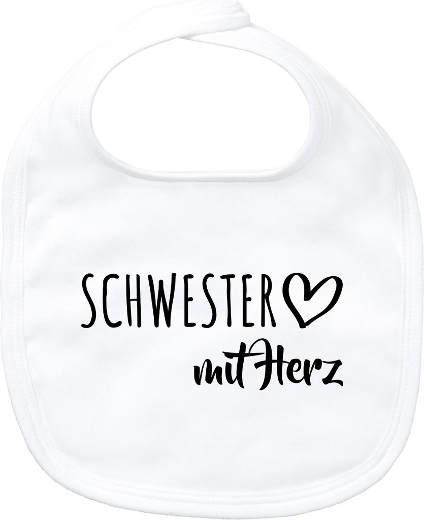 Huuraa Baby Lätzchen Schwester mit Herz White Klettverschluss Baumwolle Latz Geschenkidee