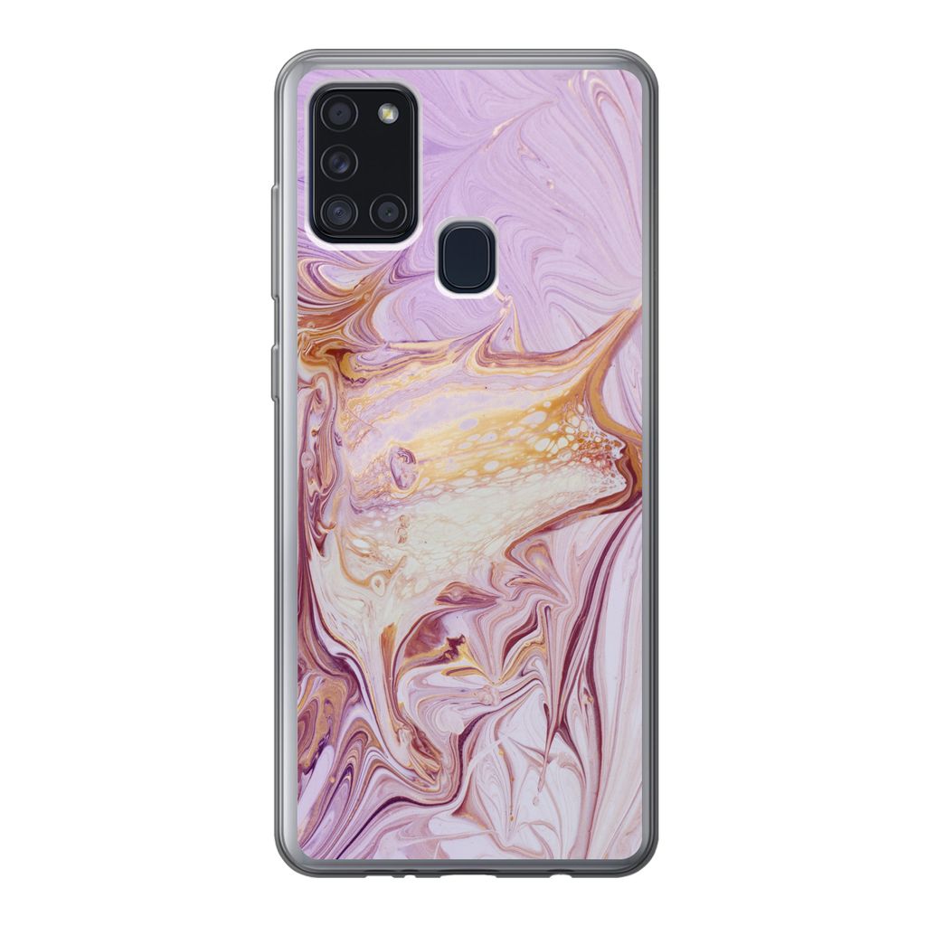 MuchoWow Handyhülle Schutzhülle Hülle für Samsung Galaxy A21s Marmor - Farbe - Abstrakt Silikon Softcase Handy Hülle - Hartschale